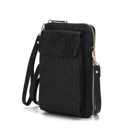 MKF COLLECTION BY MIA K MKF Collection by Mia K MKF-PU7791BK Caddy Phone Wallet Crossbody Bag; Black MKF-PU7791BK